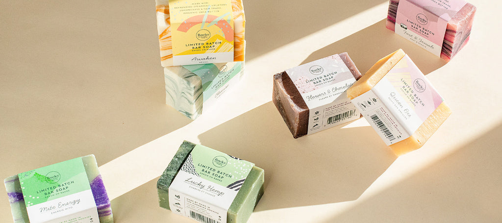 All natural bar soaps from Rocky mountain soap company.