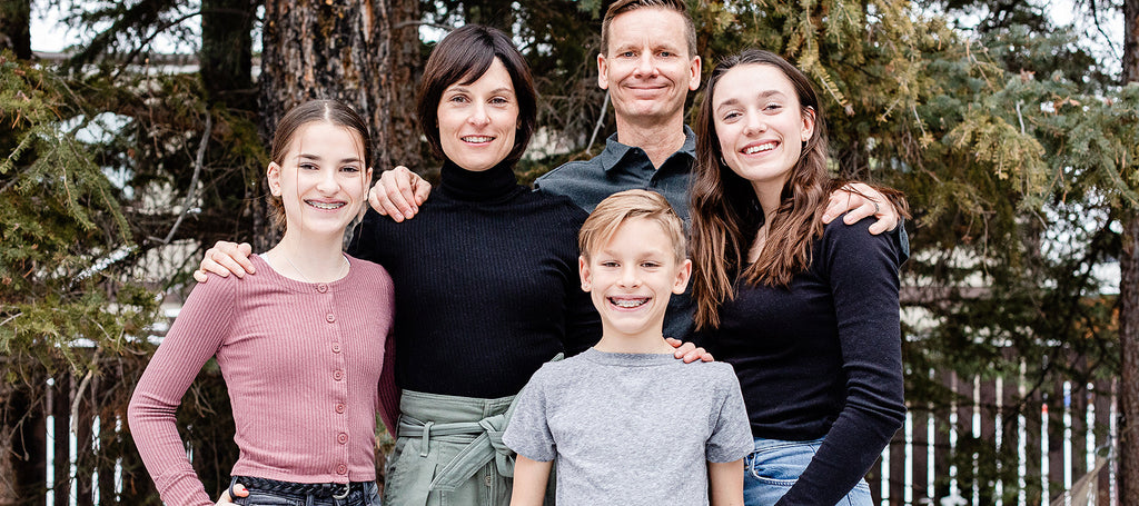 Image of Rocky Mountain Soap Company owners, Cam and Karina, and their three children.