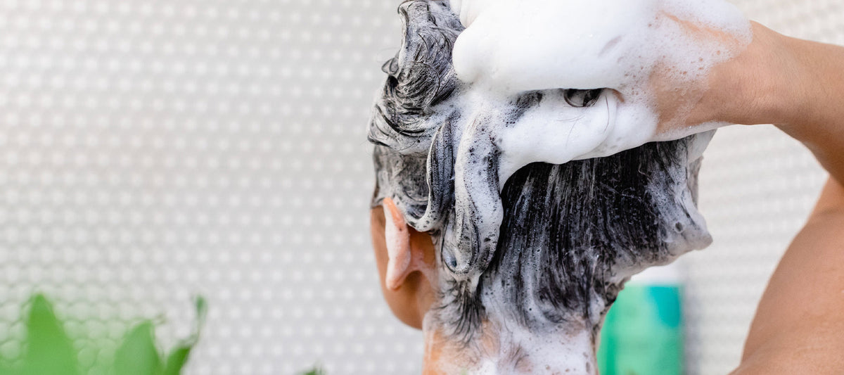 image of hair lathering with natural shampoo