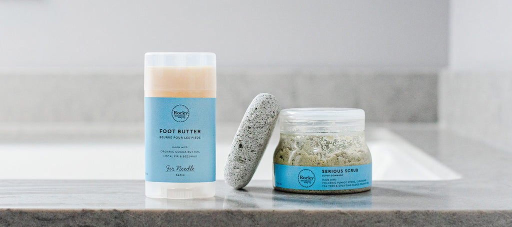 image of Rocky Mountain Soap Company Foot butter, scrub and pumice.