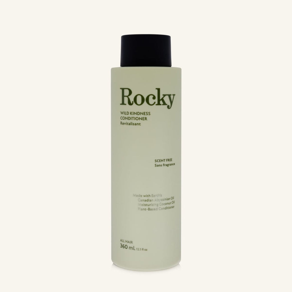 A 360ml bottle of Rocky Wild Kindness Conditioner in Scent Free.
