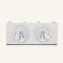 The back of the white shower shelf featuring two suction cups